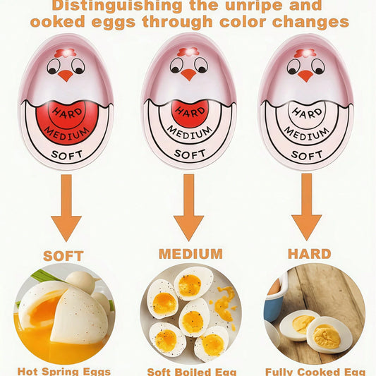 1pc Egg Timer, Resin Creative Egg Cooking Timer, Cute Chicken Egg Clock- Sensitive Color Change Indicator For Hard And Soft Boiled Eggs, Medium Hardness, No Power Needed, Fun Kitchen Tool With Cracke