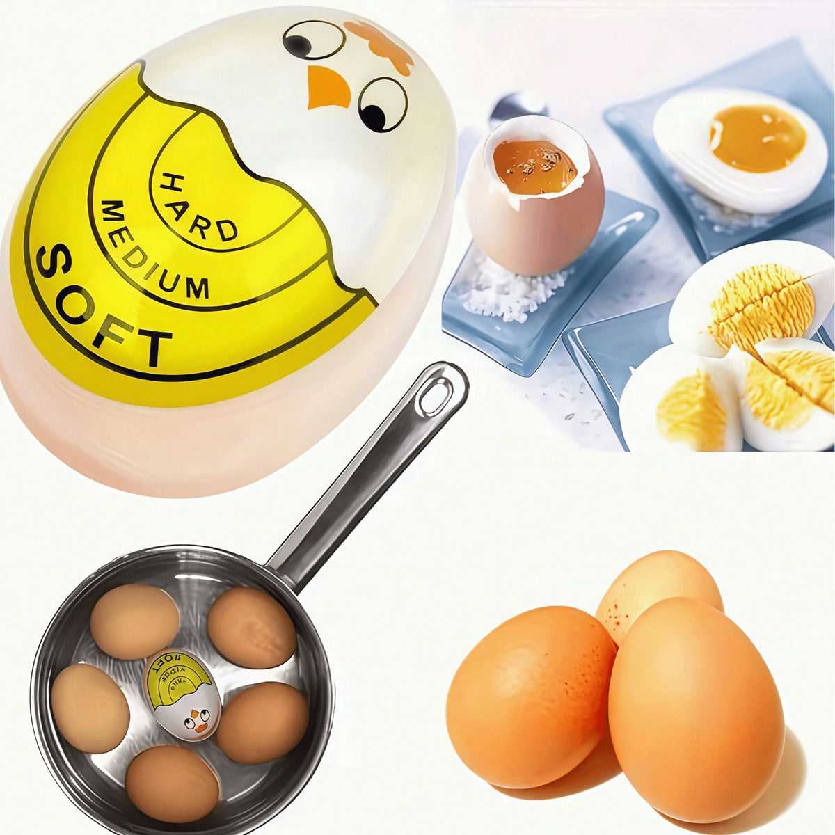 1pc Egg Timer, Resin Creative Egg Cooking Timer, Cute Chicken Egg Clock- Sensitive Color Change Indicator For Hard And Soft Boiled Eggs, Medium Hardness, No Power Needed, Fun Kitchen Tool With Cracke