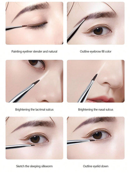 1pc Eyeliner Brush With Ultra-Fine Angled Tip And Flat Brow Brush, Precision Detail Brush For Eye And Undereye Makeup, Eyebrow Brush, Eyeshadow Brush, Brush,Giveaways