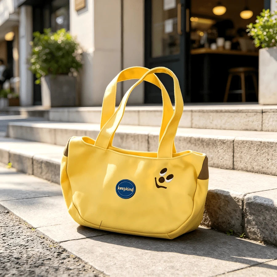 1pc Fashion Banana Tote Bag, Large Capacity, With Interesting Embroidery, Lightweight Casual Handbag, Suitable For Shopping, Travel, Daily Commute And Wedding Favors