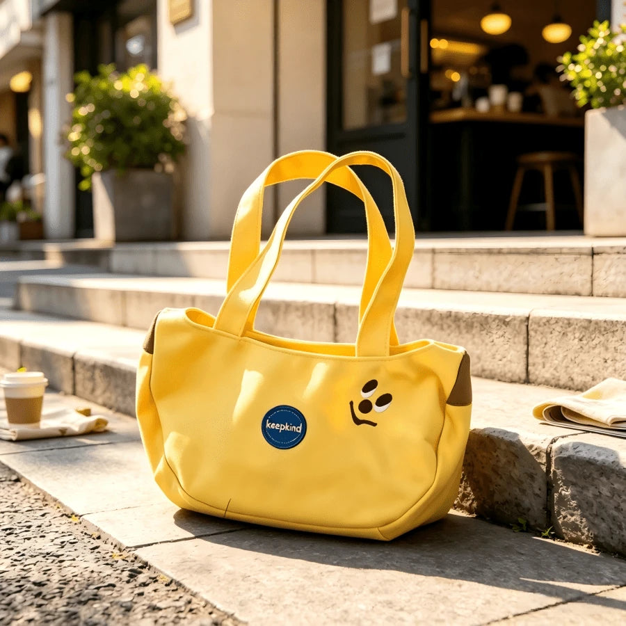 1pc Fashion Banana Tote Bag, Large Capacity, With Interesting Embroidery, Lightweight Casual Handbag, Suitable For Shopping, Travel, Daily Commute And Wedding Favors