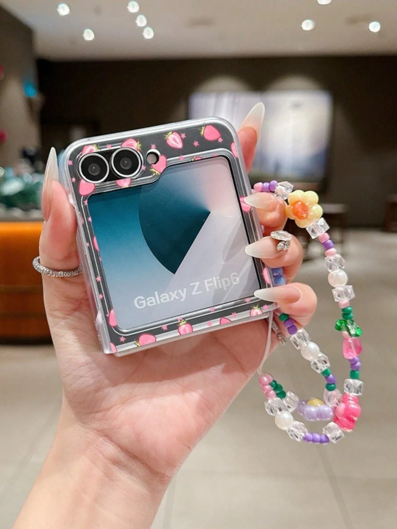 1PC Fashion Matte PC Material Simple And Cute Full Screen Strawberry ElementFolding Phone Case, Can Protect And Prevent Falling For: SamsungGalaxy Zflip 3/Zflip 4/Zflip 5/Zflip 6/Zflip 7/Zflip 8/ Razr