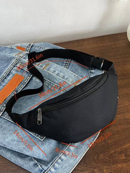 1pc Fashion Women's Waist Bag/Chest Bag With Hidden Zipper, Solid Color And Waterproof Nylon Material, Suitable For Storing Coins And Small Items, Men's Front Zipper Waist Bag/Chest Bag/Crossbody Bag