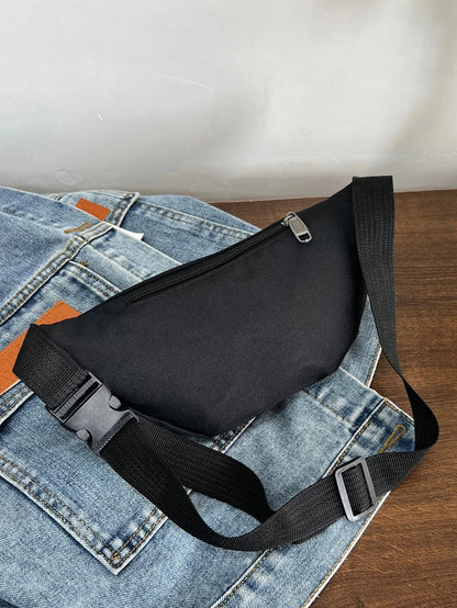 1pc Fashion Women's Waist Bag/Chest Bag With Hidden Zipper, Solid Color And Waterproof Nylon Material, Suitable For Storing Coins And Small Items, Men's Front Zipper Waist Bag/Chest Bag/Crossbody Bag