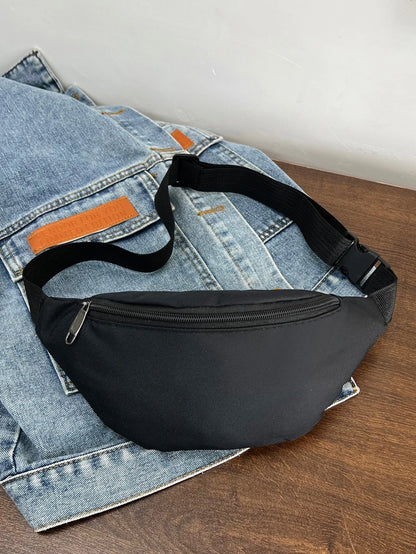 1pc Fashion Women's Waist Bag/Chest Bag With Hidden Zipper, Solid Color And Waterproof Nylon Material, Suitable For Storing Coins And Small Items, Men's Front Zipper Waist Bag/Chest Bag/Crossbody Bag