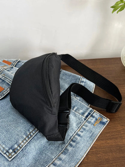 1pc Fashion Women's Waist Bag/Chest Bag With Hidden Zipper, Solid Color And Waterproof Nylon Material, Suitable For Storing Coins And Small Items, Men's Front Zipper Waist Bag/Chest Bag/Crossbody Bag