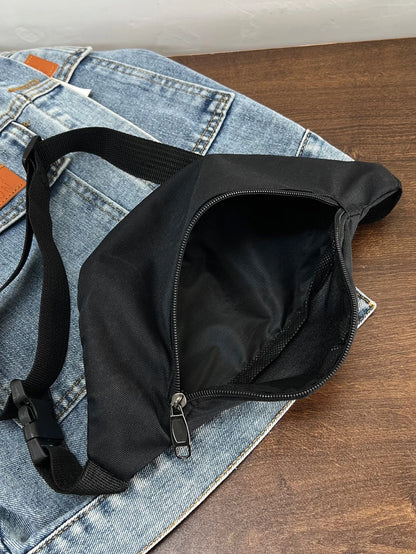 1pc Fashion Women's Waist Bag/Chest Bag With Hidden Zipper, Solid Color And Waterproof Nylon Material, Suitable For Storing Coins And Small Items, Men's Front Zipper Waist Bag/Chest Bag/Crossbody Bag