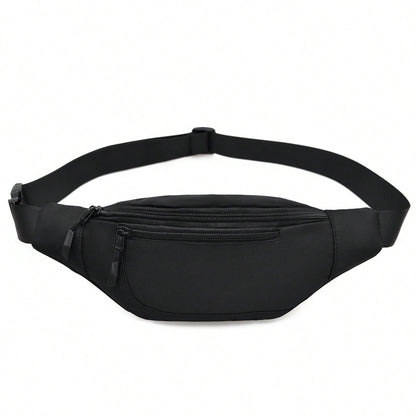 1pc Fashion Women's Waist Bag/Chest Bag With Hidden Zipper, Solid Color And Waterproof Nylon Material, Suitable For Storing Coins And Small Items, Men's Front Zipper Waist Bag/Chest Bag/Crossbody Bag