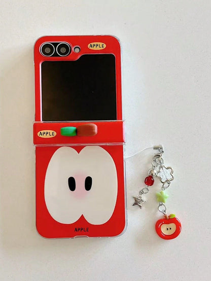 1PC Fashionable And Cute Apple Avocado Carrot Element Foldable Phone Case, Paired With Same Color Accessories, Suitable For: SamsungGalaxy Zflip 4/Zflip 5/Zflip 6/Zflip 7/OPPO Find N2 Flip/OPO Find N3