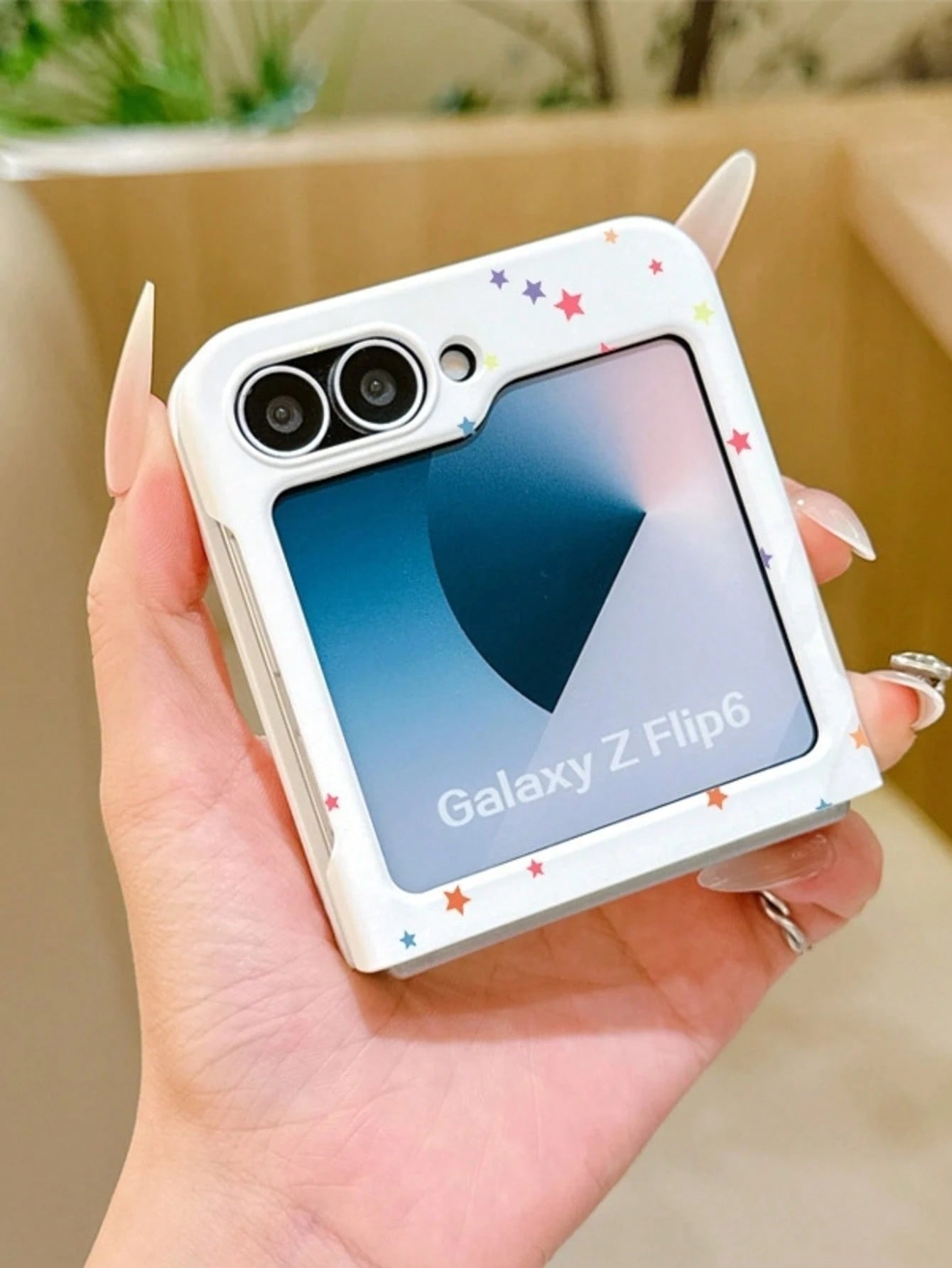 1pc Fashionable And Simple Skin Feel PC Material Cute And Simple Cute Full Screen Small Star Element Folding Phone Case, Can Protect And Prevent Falling For: SamsungGalaxy Zflip 3/Zflip 4/Zflip 5/Zfli