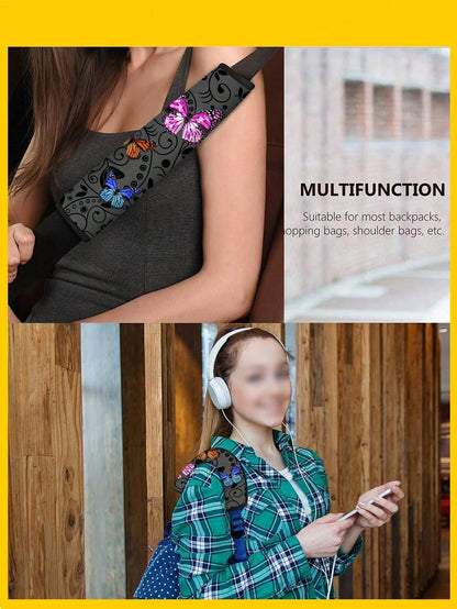 1pc Floral Butterfly Pattern Printed Car Seat Belt Cover, Car Interior Printed Pattern Shoulder Protector, Protect Your Car SUV Sedan Universal