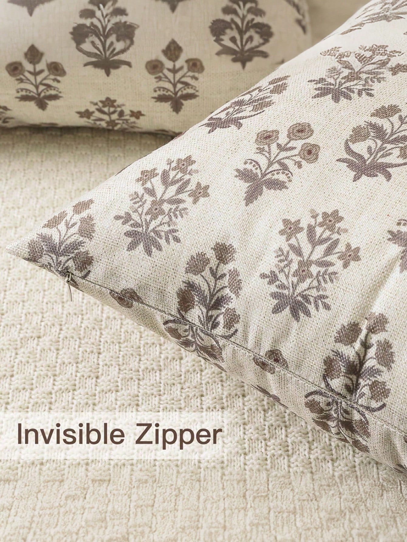 1pc Floral Print Double-Sided Brown Flower Square Pillow Case, Farmhouse Country Style Sofa Cushion Cover, Home Sofa Bed Use, Living Room Decor Pillowcase, Dorm Bedroom Room Decoration