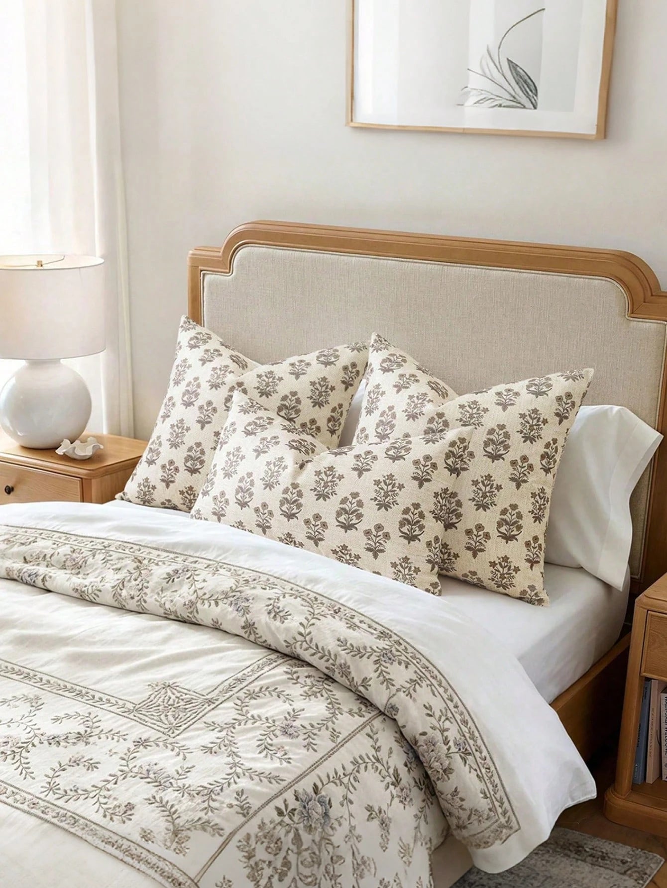 1pc Floral Print Double-Sided Brown Flower Square Pillow Case, Farmhouse Country Style Sofa Cushion Cover, Home Sofa Bed Use, Living Room Decor Pillowcase, Dorm Bedroom Room Decoration