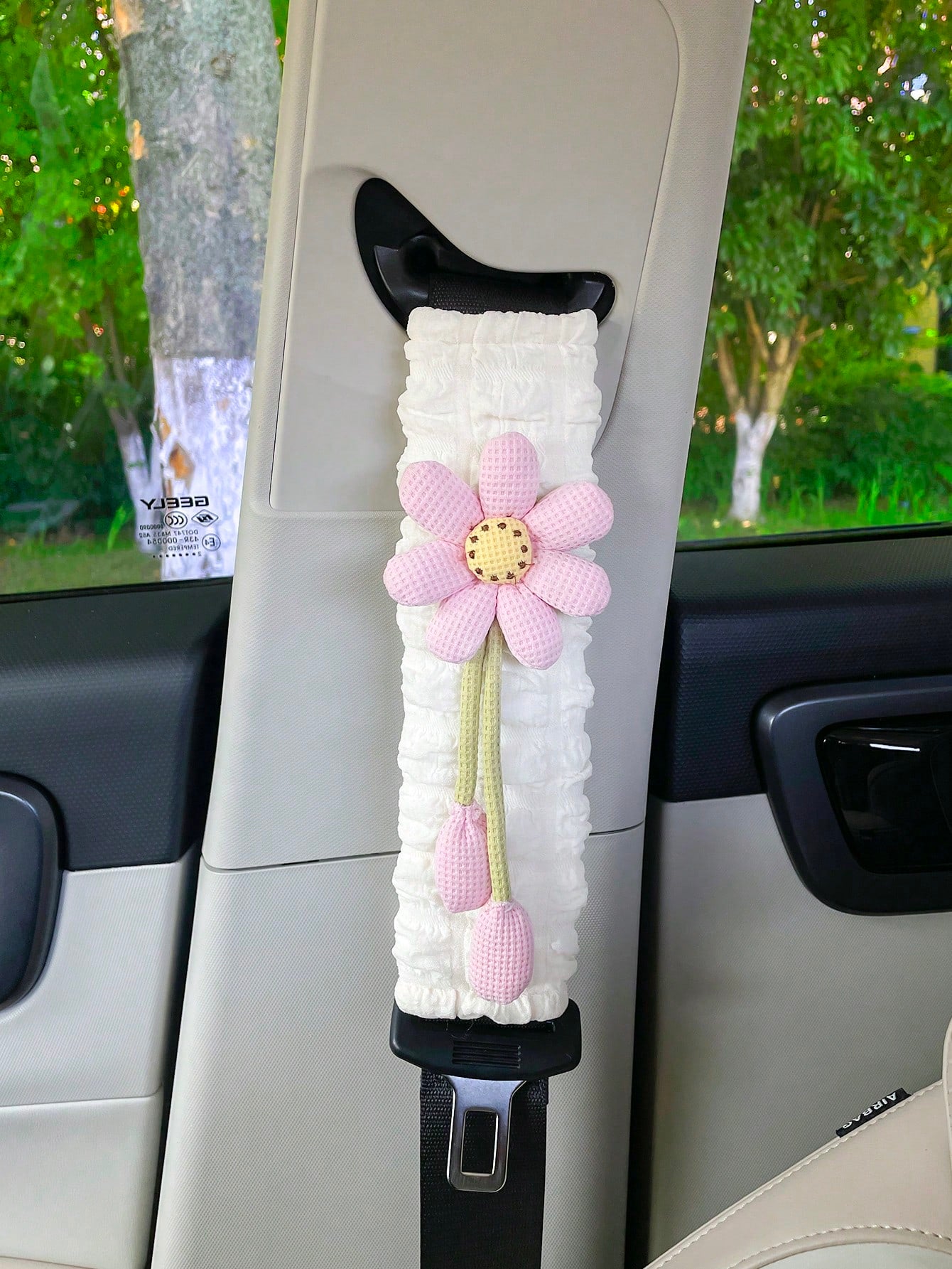 1pc Flower Car Seat Belt Shoulder Cover Cute Car Interior Safety Belt Anti-Choke Protective Sleeve Car Decor For Women
