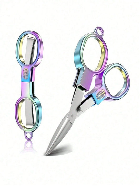 1pc Foldable Travel Scissors, Compact And Portable, TSA Compliant, Stainless Steel Telescopic Blade, Mini Craft Scissors, Suitable For Home, Outdoor And Office Use.