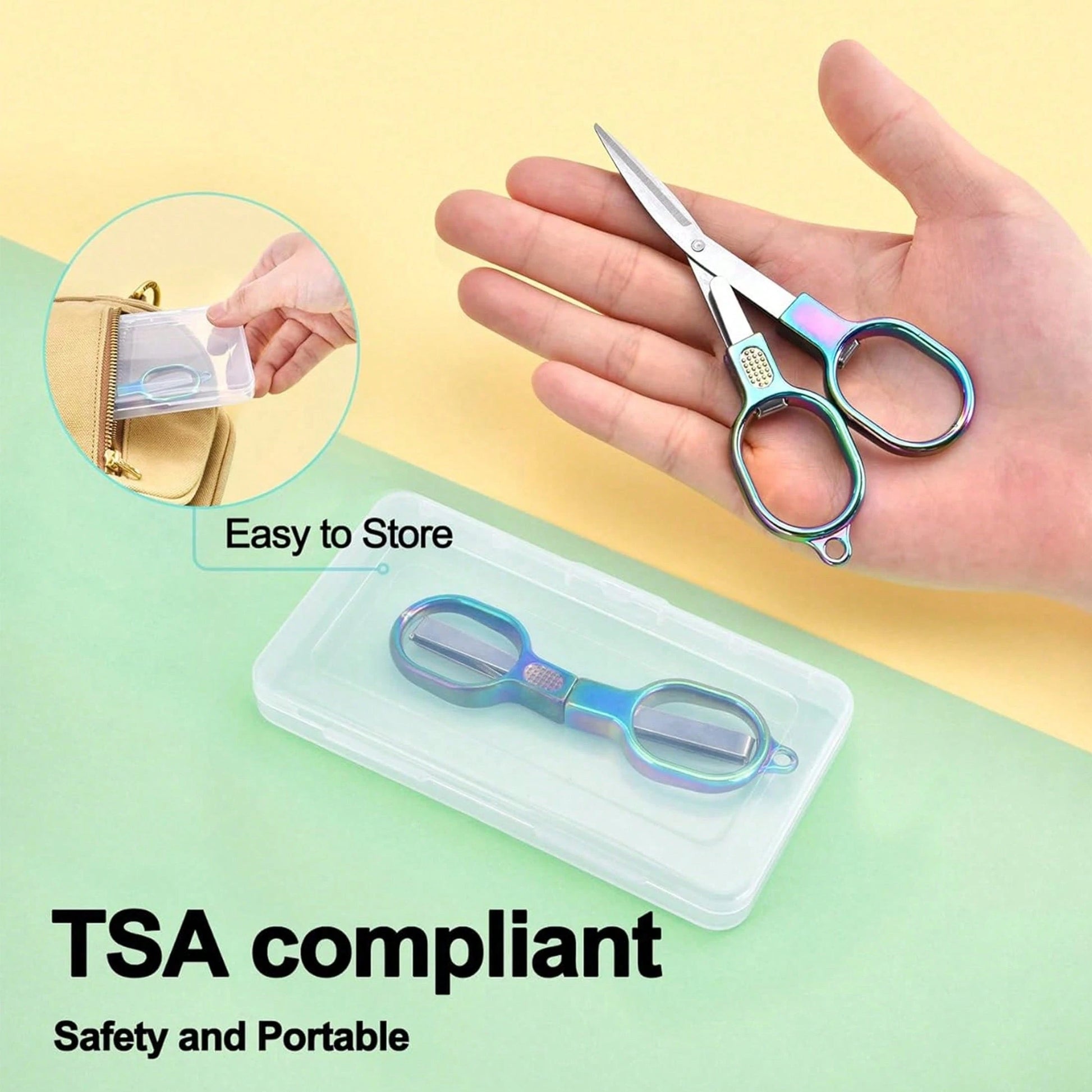 1pc Foldable Travel Scissors, Compact And Portable, TSA Compliant, Stainless Steel Telescopic Blade, Mini Craft Scissors, Suitable For Home, Outdoor And Office Use.