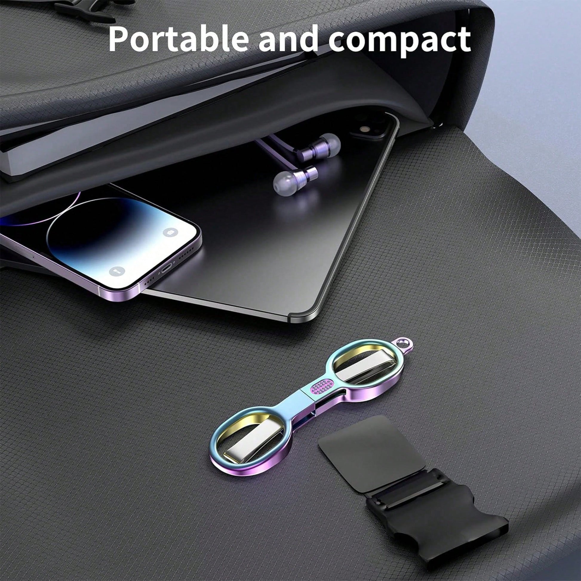 1pc Foldable Travel Scissors, Compact And Portable, TSA Compliant, Stainless Steel Telescopic Blade, Mini Craft Scissors, Suitable For Home, Outdoor And Office Use.