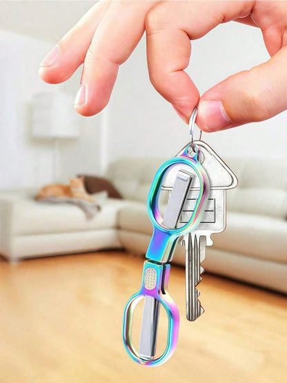 1pc Foldable Travel Scissors, Compact And Portable, TSA Compliant, Stainless Steel Telescopic Blade, Mini Craft Scissors, Suitable For Home, Outdoor And Office Use.