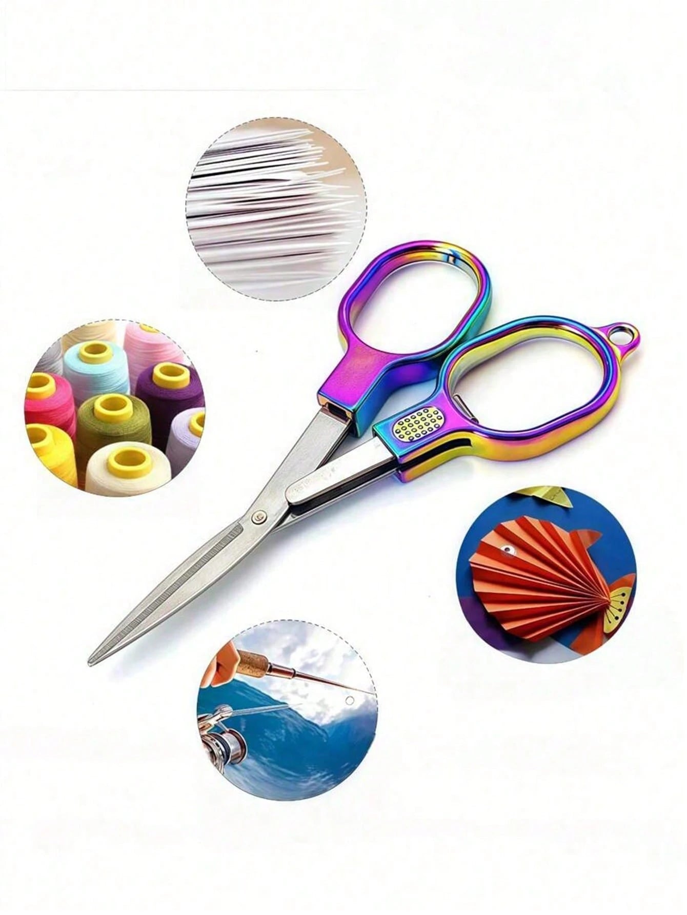 1pc Foldable Travel Scissors, Compact And Portable, TSA Compliant, Stainless Steel Telescopic Blade, Mini Craft Scissors, Suitable For Home, Outdoor And Office Use.