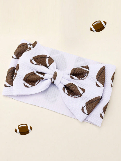 1pc Football Pattern Headband For Baby,Soft Nylon Elastic Wide Hairband,Sports Style Party Headwear,Toddler Girls Turban,Kids Baby Hair Accessories