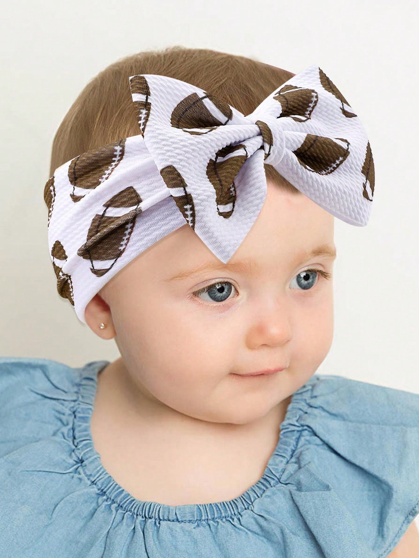 1pc Football Pattern Headband For Baby,Soft Nylon Elastic Wide Hairband,Sports Style Party Headwear,Toddler Girls Turban,Kids Baby Hair Accessories