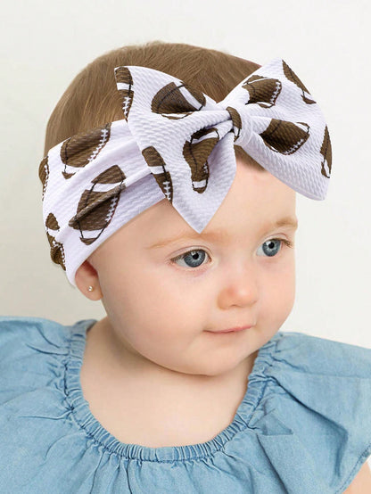 1pc Football Pattern Headband For Baby,Soft Nylon Elastic Wide Hairband,Sports Style Party Headwear,Toddler Girls Turban,Kids Baby Hair Accessories