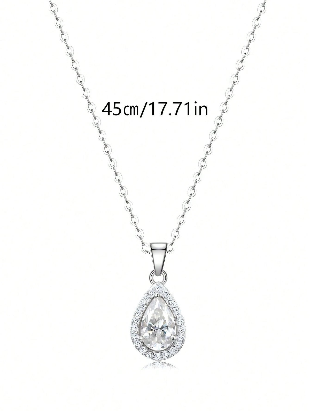 1pc French Elegant Pear-Shaped Halo S925 Silver Inlaid 1.132ct Moissanite Teardrop Pendant Necklace For Women, High-Quality Luxury Style, Suitable For Valentine's Day, Birthday Surprise Gift, Wedding