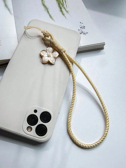 1pc Fresh Artistic Style Short Phone Lanyard, Phone Case Lanyard, Handmade Woven Flower Wrist Strap, Vintage Retro Key Lanyard, USB Drive Lanyard, Universal Phone Accessory, Phone Dust Plug