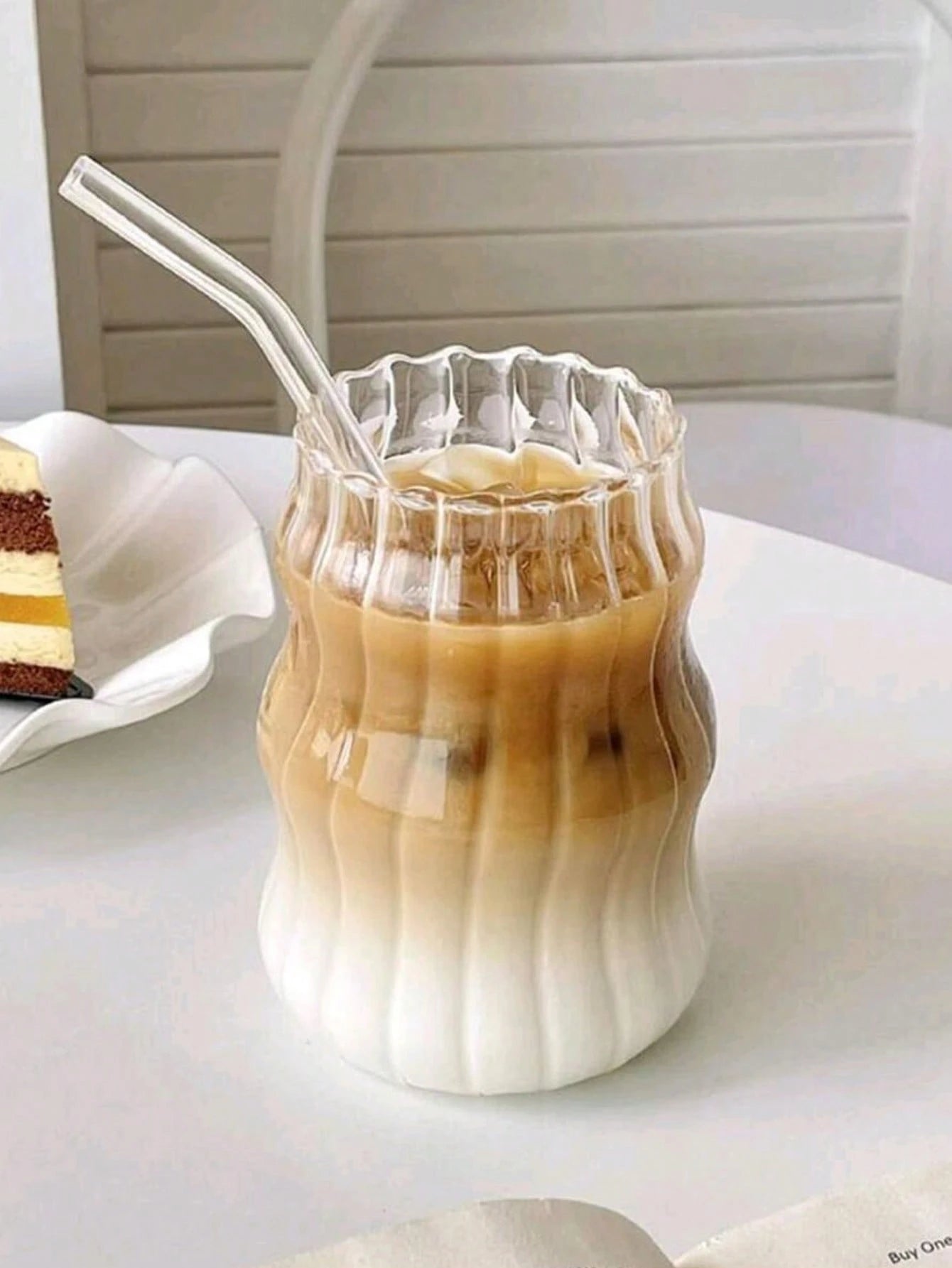 1pc Glass Coffee Cup With Straw, For Home Use, Suitable For Women, Drinking Beverage Milk Tea Cup School Supplies