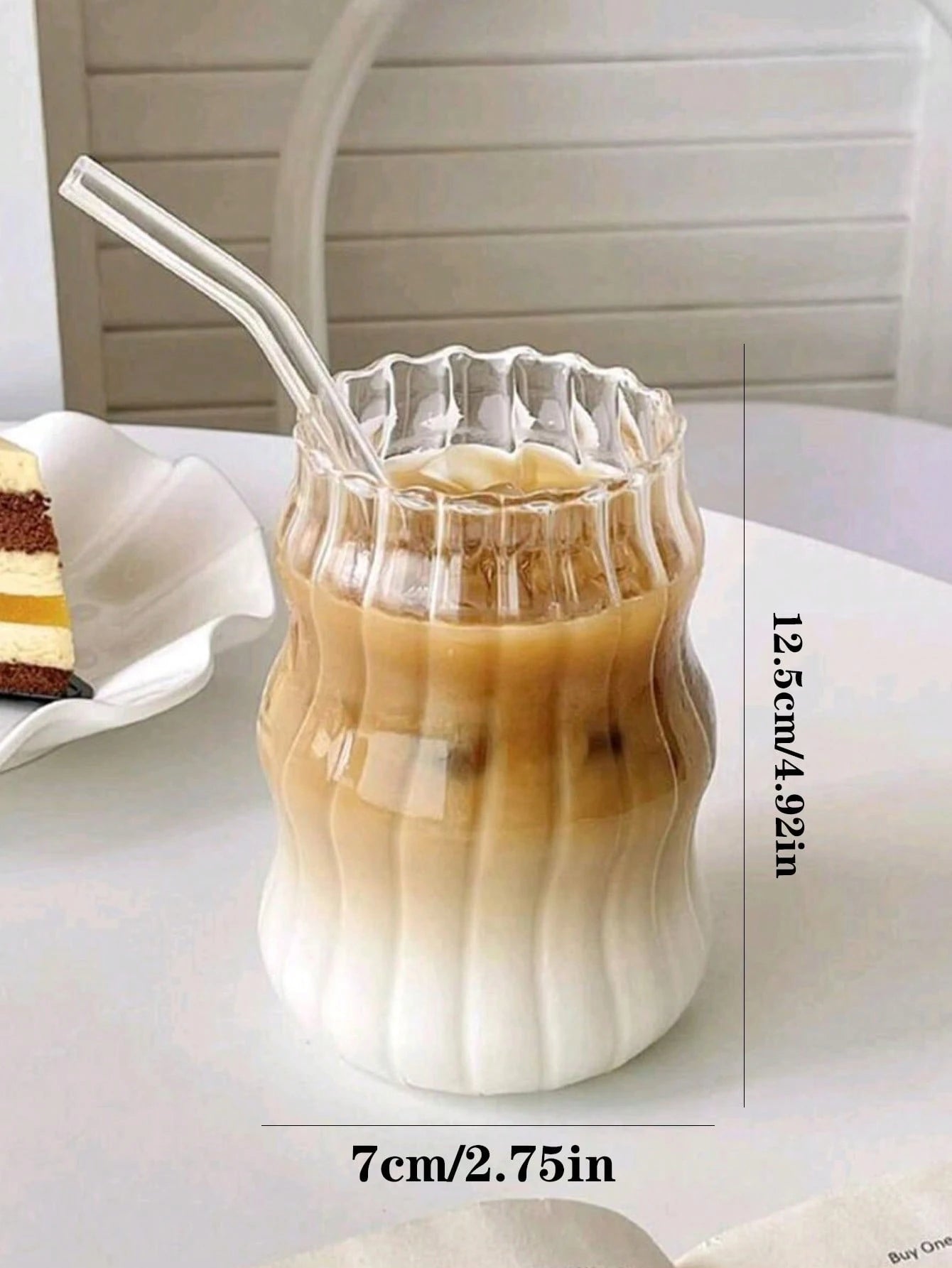 1pc Glass Coffee Cup With Straw, For Home Use, Suitable For Women, Drinking Beverage Milk Tea Cup School Supplies