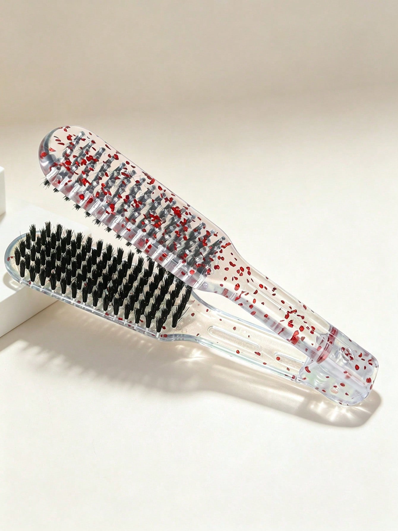 1Pc Glitter Hair Sectioning Clip Comb Set, Transparent Plastic Hair Styling Clips, Anti Slip Hair Barrettes For Salon Hairdressing Braiding, Professional Hair Grooming Tools Accessories For Women Girl
