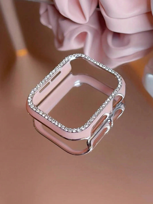 1pc Glitter Rhinestone Hollow Protective Case With Laser Engraved Bumper, Shockproof For Apple Watch 40/41/42/44/45/46/49mm, Suitable For Apple Watch Series Ultra/SE/11/10/9/8/7/6/5/4, Smartwatch Case