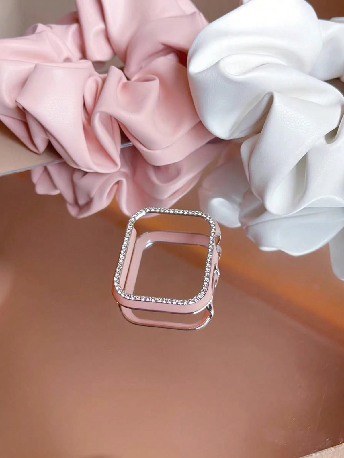 1pc Glitter Rhinestone Hollow Protective Case With Laser Engraved Bumper, Shockproof For Apple Watch 40/41/42/44/45/46/49mm, Suitable For Apple Watch Series Ultra/SE/11/10/9/8/7/6/5/4, Smartwatch Case