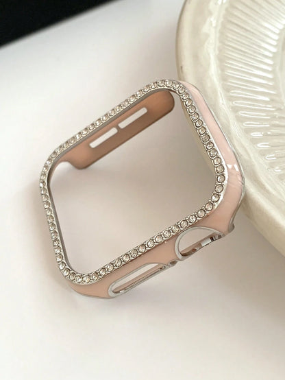 1pc Glitter Rhinestone Hollow Protective Case With Laser Engraved Bumper, Shockproof For Apple Watch 40/41/42/44/45/46/49mm, Suitable For Apple Watch Series Ultra/SE/11/10/9/8/7/6/5/4, Smartwatch Case