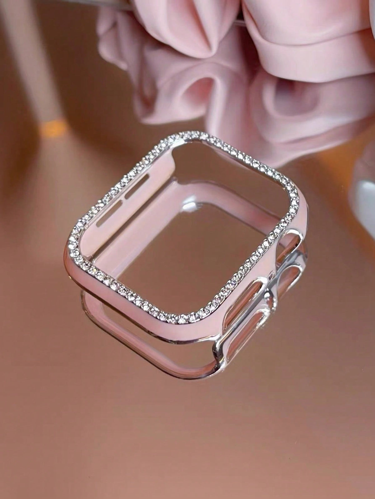 1pc Glitter Rhinestone Hollow Protective Case With Laser Engraved Bumper, Shockproof For Apple Watch 40/41/42/44/45/46/49mm, Suitable For Apple Watch Series Ultra/SE/11/10/9/8/7/6/5/4, Smartwatch Case
