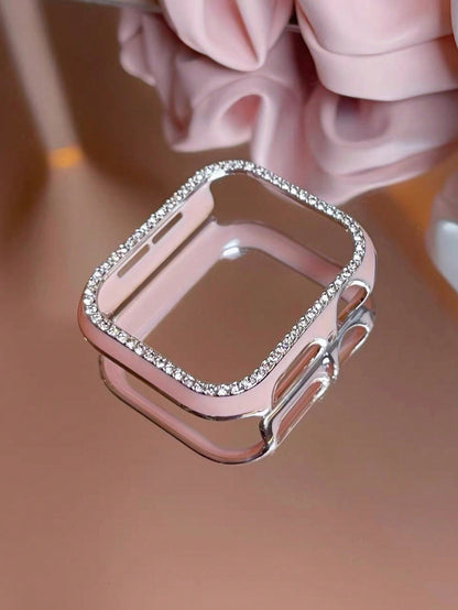 1pc Glitter Rhinestone Hollow Protective Case With Laser Engraved Bumper, Shockproof For Apple Watch 40/41/42/44/45/46/49mm, Suitable For Apple Watch Series Ultra/SE/11/10/9/8/7/6/5/4, Smartwatch Case