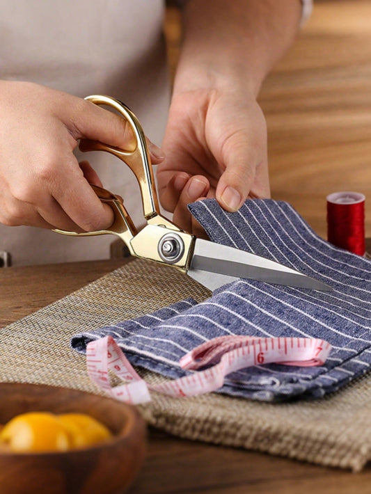 1pc Golden Fabric Scissors Stainless Steel Sharp Tailor Scissors Clothing Scissors Professional Heavy Duty Dressmaking Shears Sewing Tailor