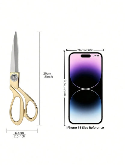 1pc Golden Fabric Scissors Stainless Steel Sharp Tailor Scissors Clothing Scissors Professional Heavy Duty Dressmaking Shears Sewing Tailor