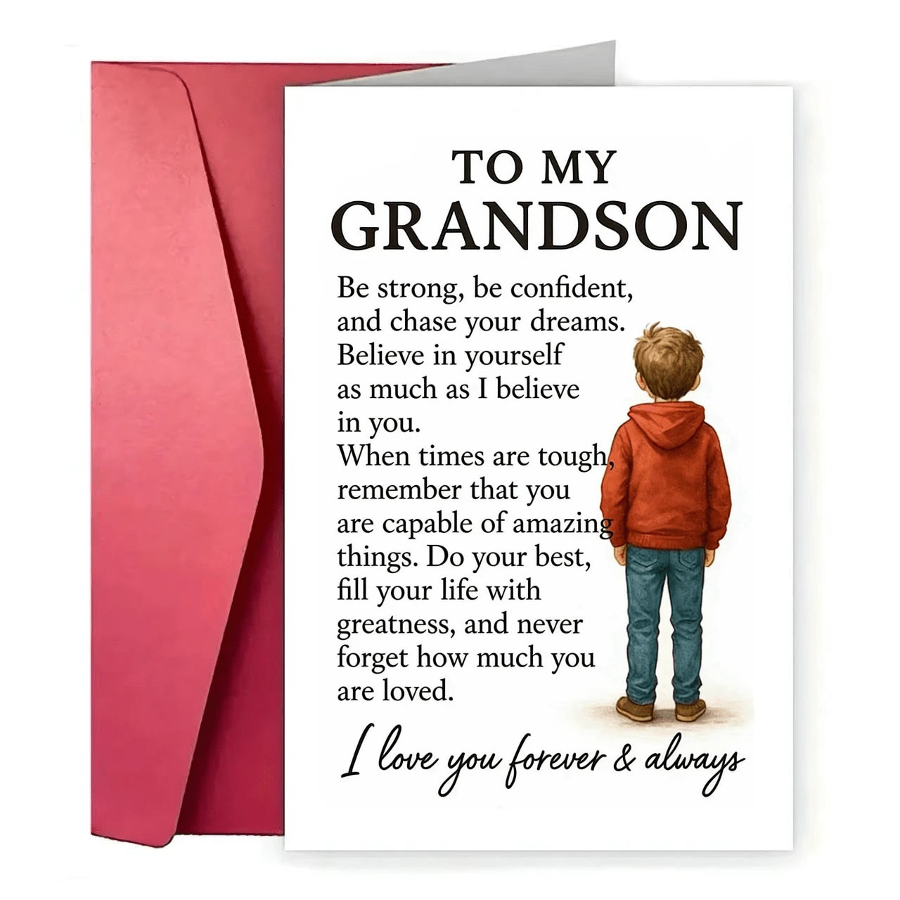 1pc Grandparents To Grandson Greeting Card, Inspirational Motivational Message, Suitable For Birthday, Graduation Or Other Special Occasions, Expressing Love And Support