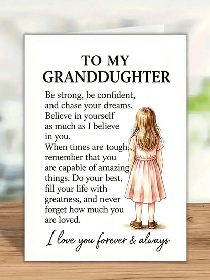 1pc Grandparents To Grandson Greeting Card, Inspirational Motivational Message, Suitable For Birthday, Graduation Or Other Special Occasions, Expressing Love And Support