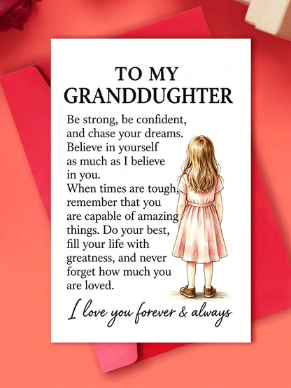 1pc Grandparents To Grandson Greeting Card, Inspirational Motivational Message, Suitable For Birthday, Graduation Or Other Special Occasions, Expressing Love And Support