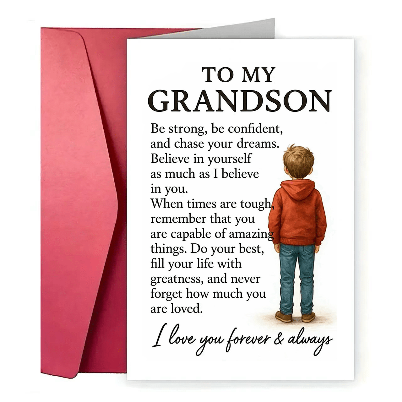 1pc Grandparents To Grandson Greeting Card, Inspirational Motivational Message, Suitable For Birthday, Graduation Or Other Special Occasions, Expressing Love And Support