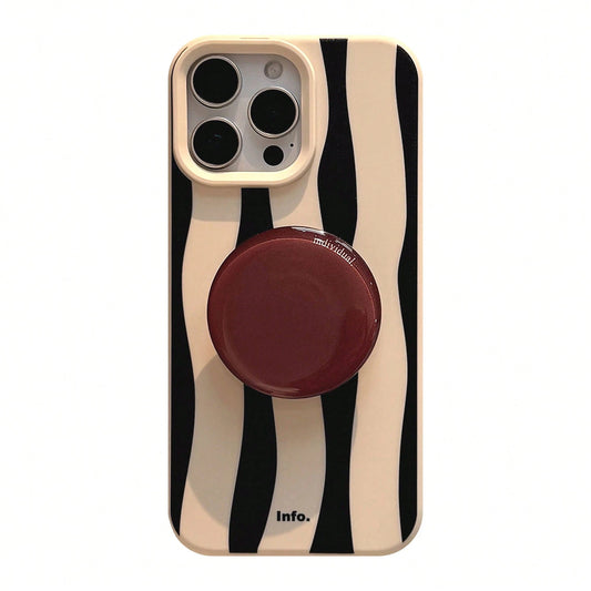 1pc GUCADI Vintage Creative High-End Soft Cheese White Stripes + Red Brown Support Shockproof Full Coverage Phone Case Compatible With Apple IPhone 16/15/14/13/12/11 Series