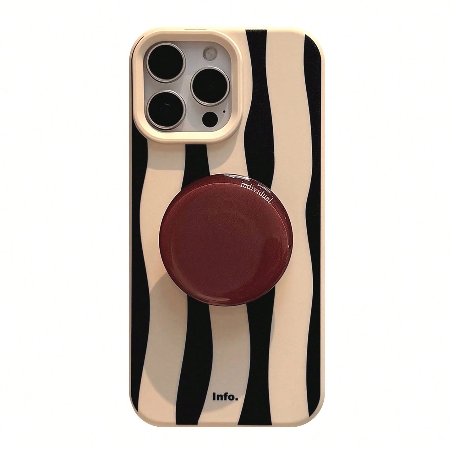 1pc GUCADI Vintage Creative High-End Soft Cheese White Stripes + Red Brown Support Shockproof Full Coverage Phone Case Compatible With Apple IPhone 16/15/14/13/12/11 Series