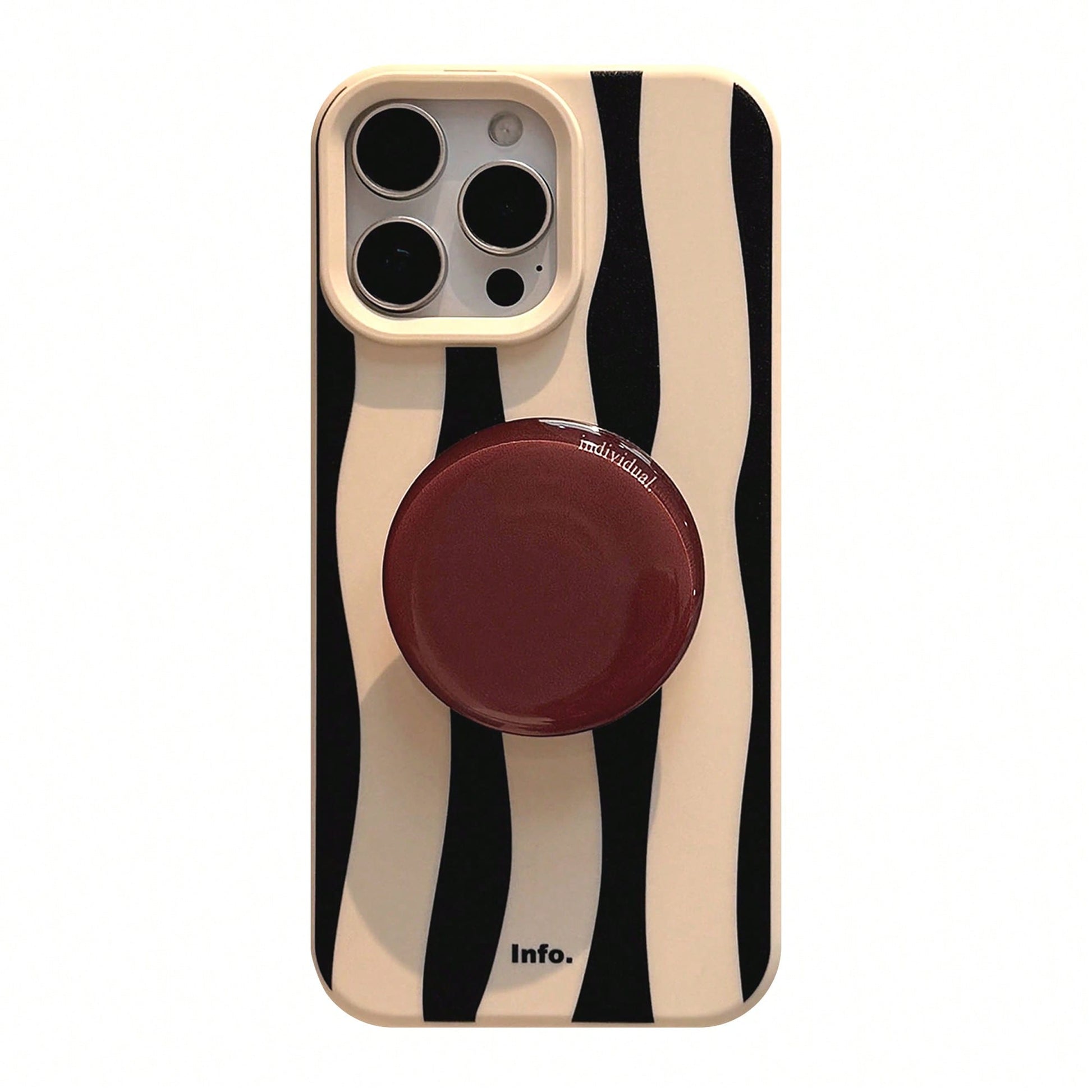 1pc GUCADI Vintage Creative High-End Soft Cheese White Stripes + Red Brown Support Shockproof Full Coverage Phone Case Compatible With Apple IPhone 16/15/14/13/12/11 Series