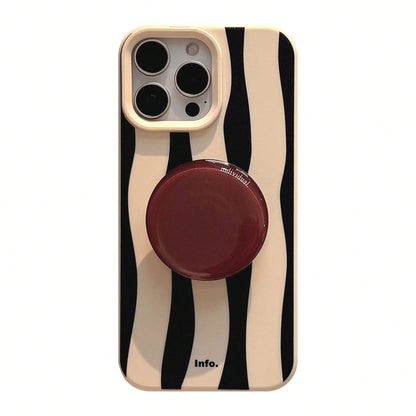 1pc GUCADI Vintage Creative High-End Soft Cheese White Stripes + Red Brown Support Shockproof Full Coverage Phone Case Compatible With Apple IPhone 16/15/14/13/12/11 Series