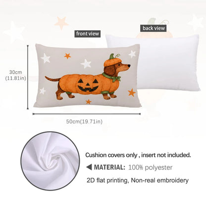1pc Halloween Dachshund Pumpkin Print Pillow Case [Pillow Insert Not Included], 40*40cm/45*45cm/50*50cm, [Single-Sided Printing] Made Of Polyester Material, Cartoon Autumn Harvest Festival Cute Puppy