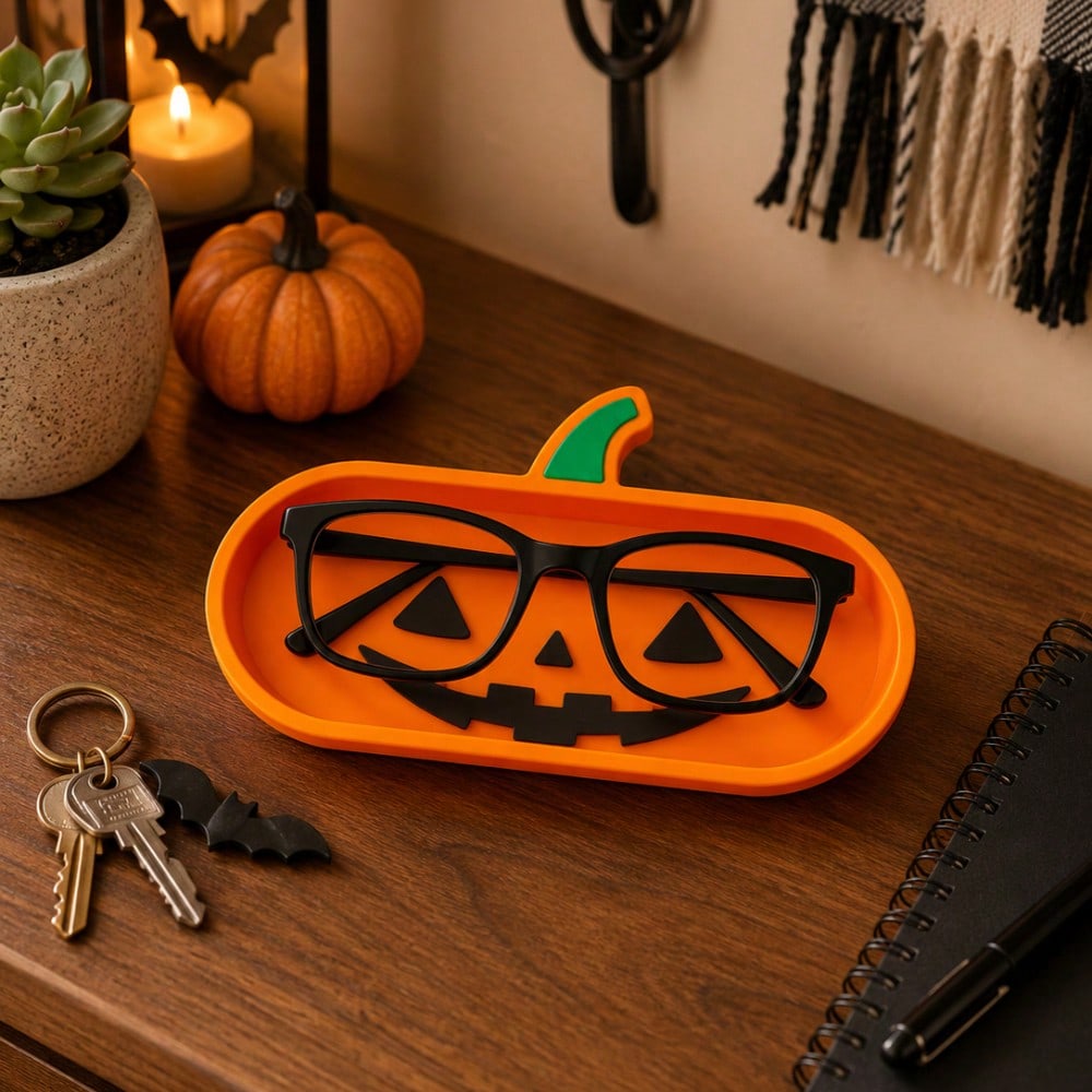 1PC Halloween Pumpkin Glasses Storage Tray, Can Store Glasses, Fashion Glasses, Rings, Keys, Desktop Small Items, Suitable For Halloween, Holiday Party, Daily Storage, Birthday Gift