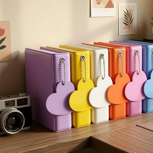1pc Heart-Shaped Macaron Color Photo Album, 3-Inch 40-Slot Mini Card Storage Book, Cute Aesthetic Instant Photo, Trading Card, Idol Photo Card, Collectibles And Souvenirs Organizer