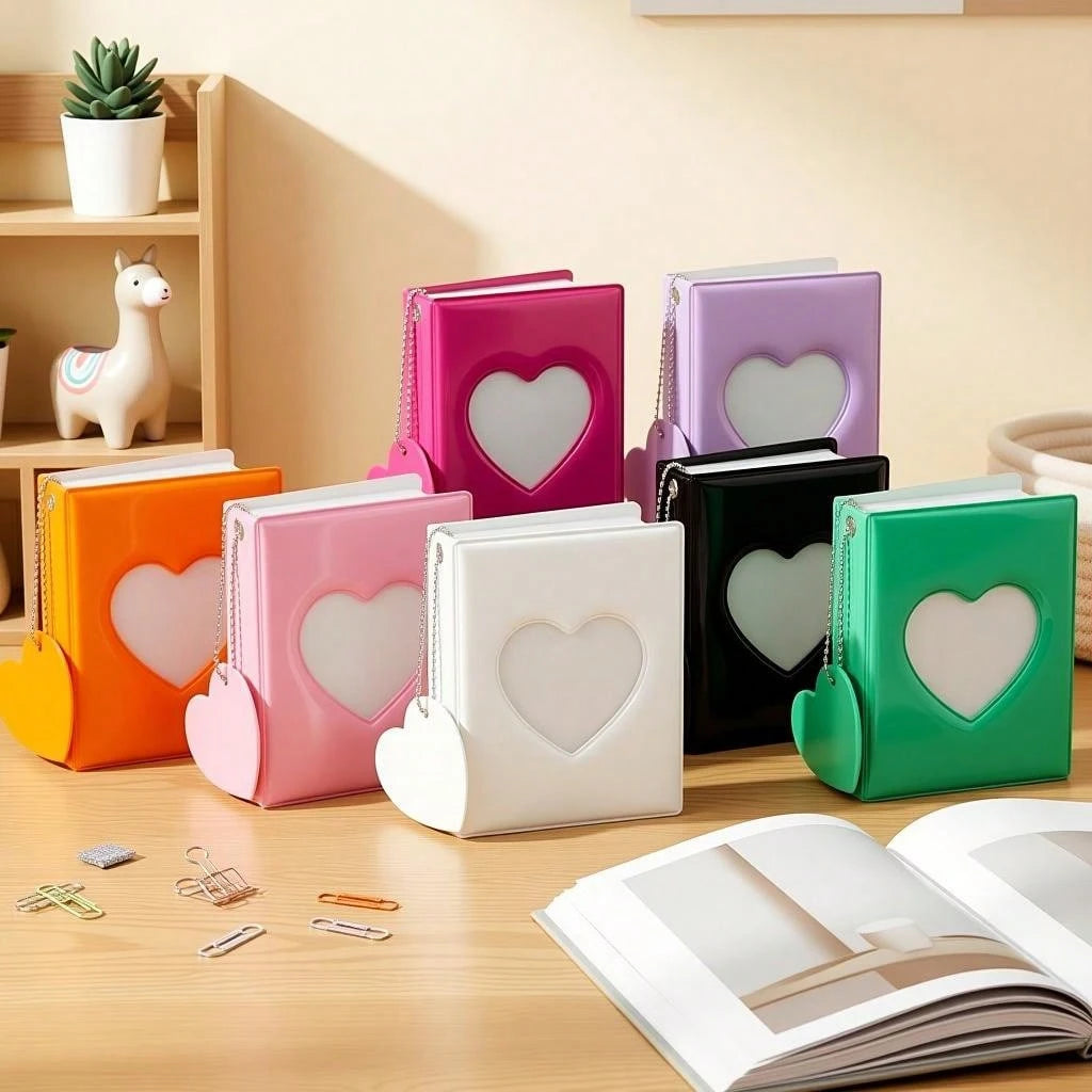 1pc Heart-Shaped Macaron Color Photo Album, 3-Inch 40-Slot Mini Card Storage Book, Cute Aesthetic Instant Photo, Trading Card, Idol Photo Card, Collectibles And Souvenirs Organizer